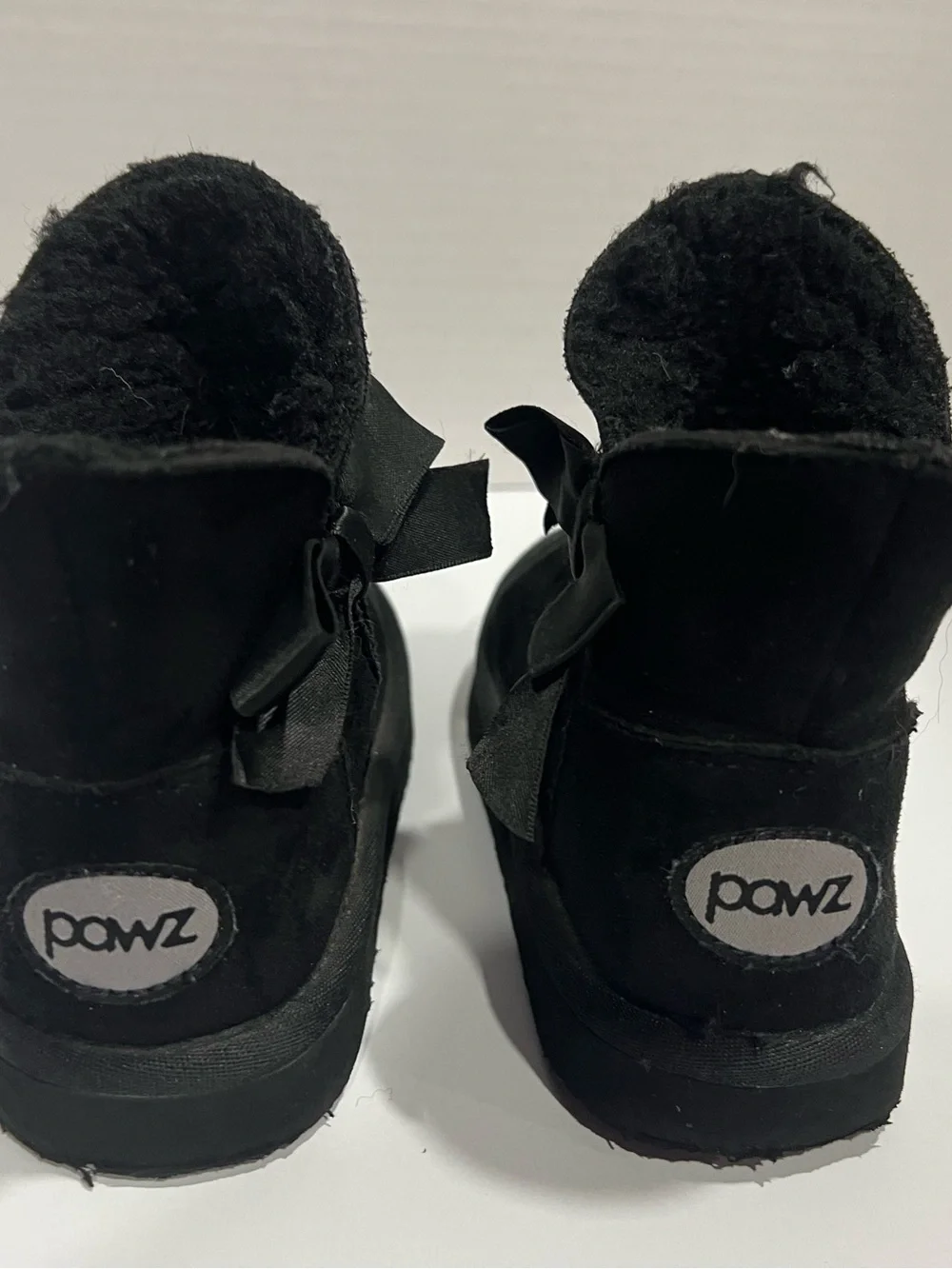 Girls  Black Pawz Bow Fleece Lined Boots Size 12